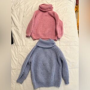 Zara Pink and Blue Turtleneck Sweater Set